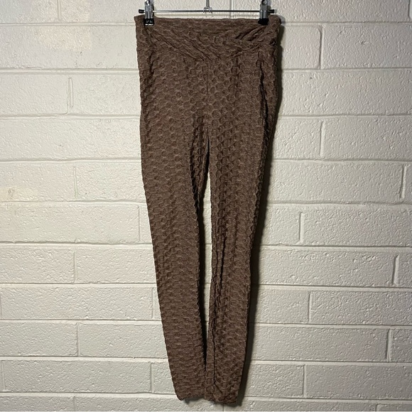 Scrunch Butt Leggings Hide Cellulite Patterned Textured Small Women’s Tan Brown - Picture 5 of 10
